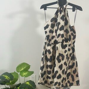 H&M 🐆 Leopard Print Halter Mini Dress – Chic & Flirty